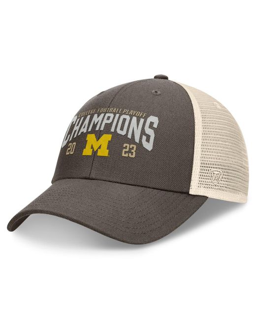 Top Of The World Michigan Wolverines College Football Playoff 2023 National Champions Unstructured Trucker Adjustable Hat Heather
