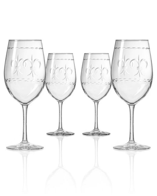 Rolf Glass Fleur De Lis All Purpose Wine 18Oz Set Of 4 Glasses