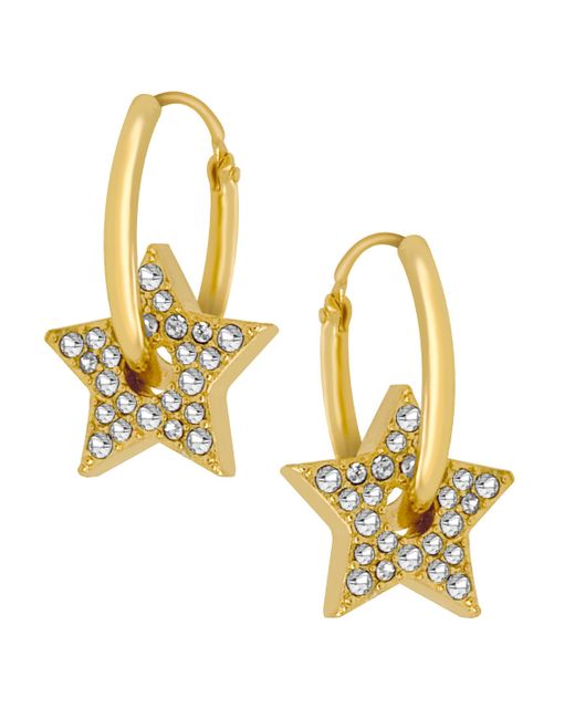 And Now This 18K or Silver Plated Pave Stars Hoop Earrings