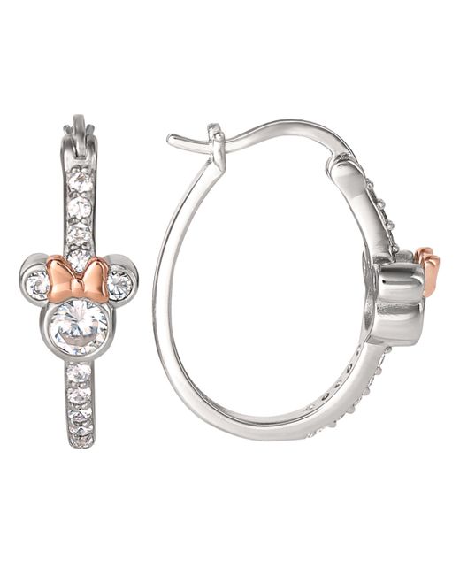 Disney Minnie Mouse Cz Hoop Earrings and 18K Rose Gold Over