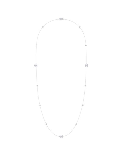 LuvMyJewelry North Star Crescent Layered Design Sterling Silver Diamond Necklace
