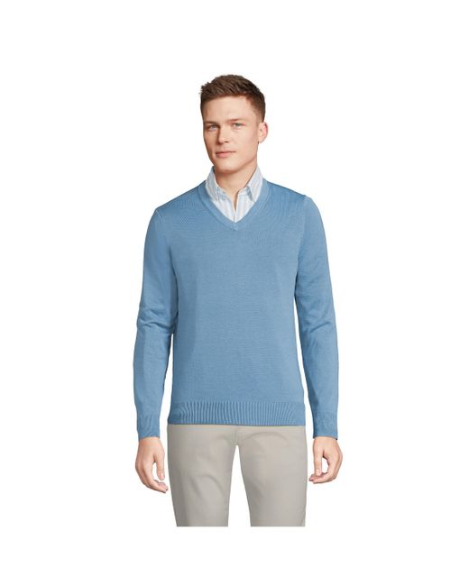 Lands' End Classic Fit Fine Gauge Supima Cotton V-neck Sweater