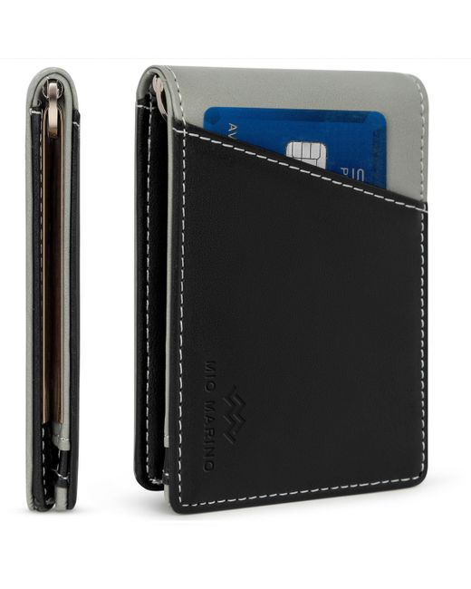 Mio Marino Slim Bifold Wallet with Quick Access Pull Tab gray