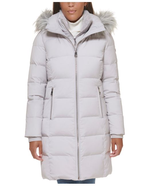 Calvin Klein Faux-Fur-Trim Hooded Down Puffer Coat