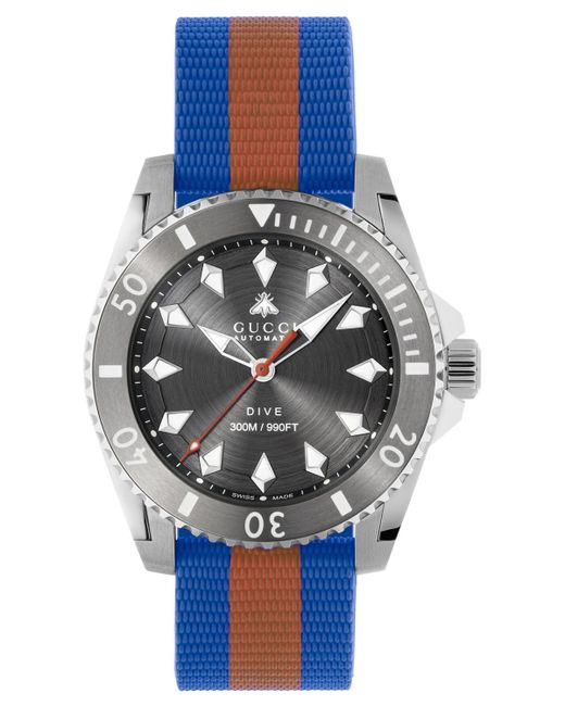 Gucci Swiss Automatic Dive Red Blue Rubber Strap Watch 40mm