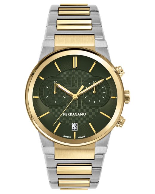 Ferragamo Salvatore Swiss Chronograph Two-Tone Stainless Steel Bracelet Watch 41mm