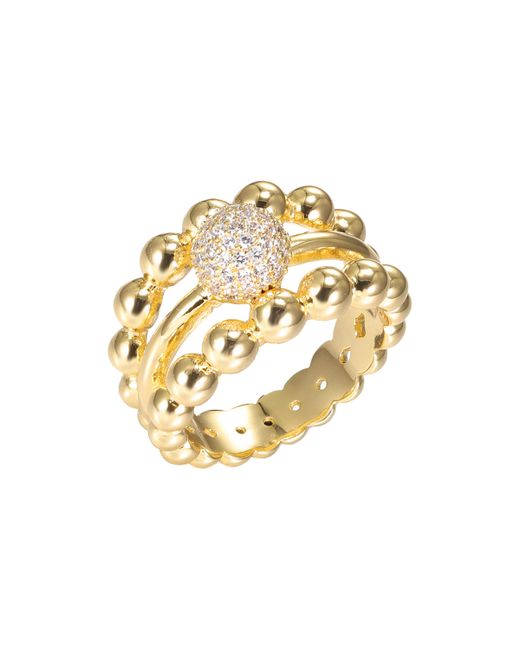 By Adina Eden Solid and Pave Triple Row Beaded Ring