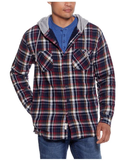 Weatherproof Vintage Sherpa Lined Flannel Hooded Shirt Jacket