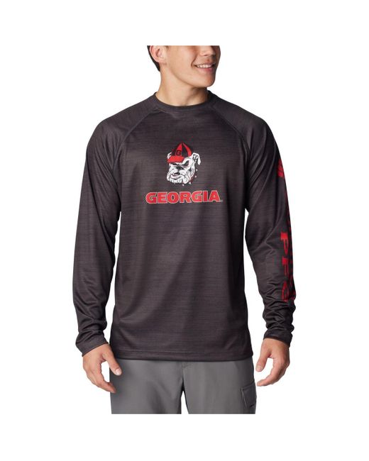 Columbia Georgia Bulldogs Pfg Terminal Tackle Omni-Shade Raglan Long Sleeve T-shirt