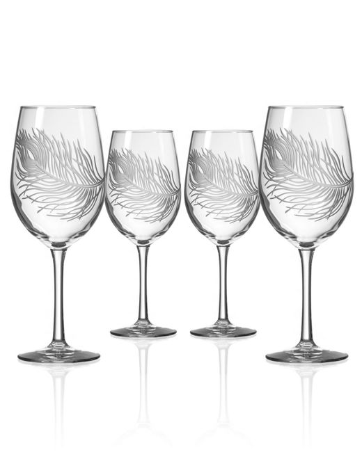 Rolf Glass Peacock Wine 12Oz Set Of 4 Glasses