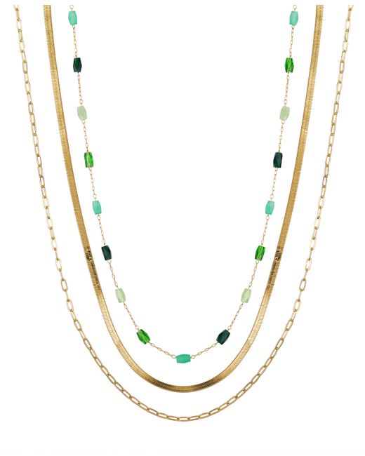 Unwritten Crystal Bead Layered 3 Piece Necklace Set