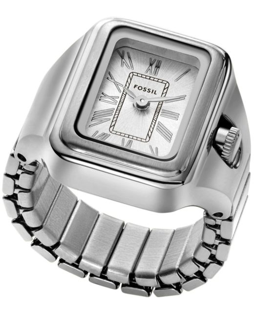 Fossil Womens Raquel Two-Hand Stainless Steel Ring Watch 14mm