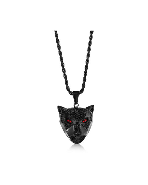 Metallo Plated Panther with Ruby Cz Eyes Necklace