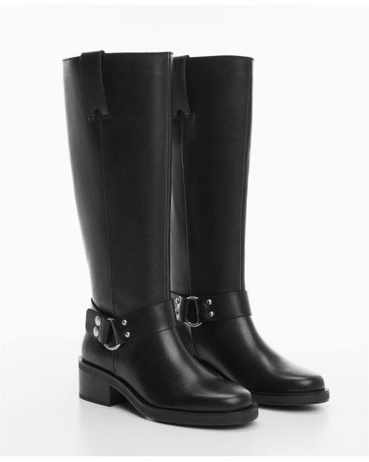 Mango Buckles Leather Boots
