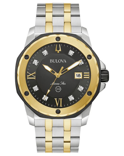 Bulova Marine Star Diamond Accent Stainless Steel Bracelet Watch 44mm