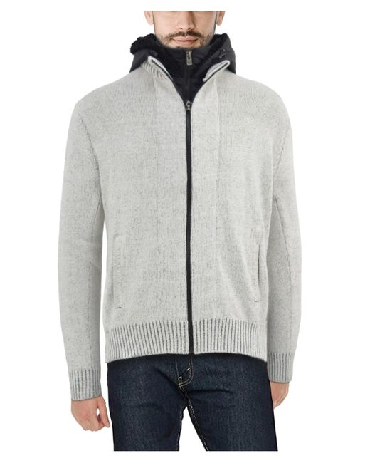 X-Ray Full-Zip Sweater Jacket with Fluffy Fleece Lined Hood