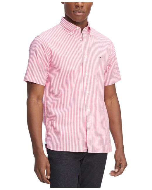 Tommy Hilfiger Regular-Fit Candy Stripe Linen Shirt Optic White