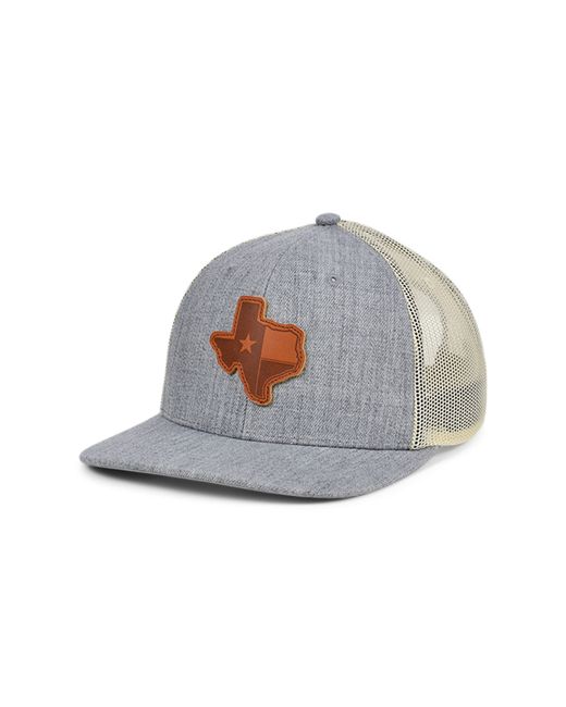 Lids Local Crowns Texas Heather Leather State Patch Curved Trucker Cap White/Brown