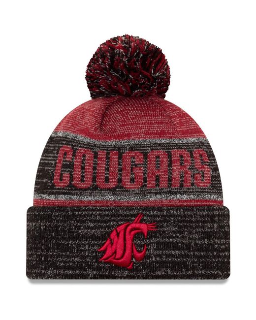 New Era Washington State Cougars Team Freeze Cuffed Knit Hat with Pom