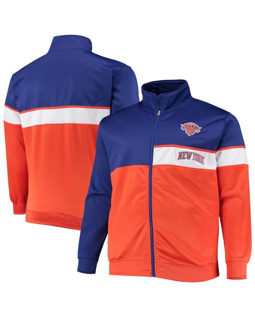 Profile Orange New York Knicks Big and Tall Pieced Body Full-Zip Track Jacket