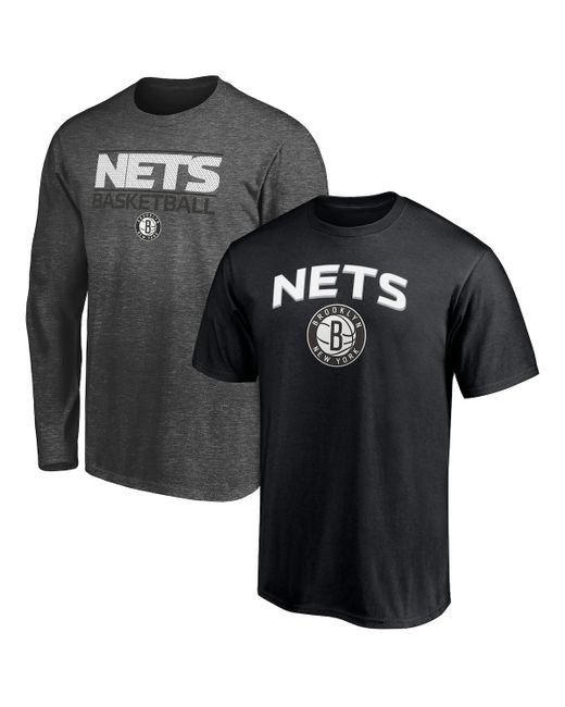 Fanatics Heather Charcoal Brooklyn Nets T-shirt Combo Set Heathered