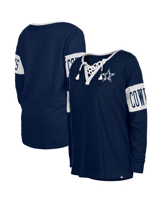 New Era Dallas Cowboys Lace-Up Notch Neck Long Sleeve T-shirt