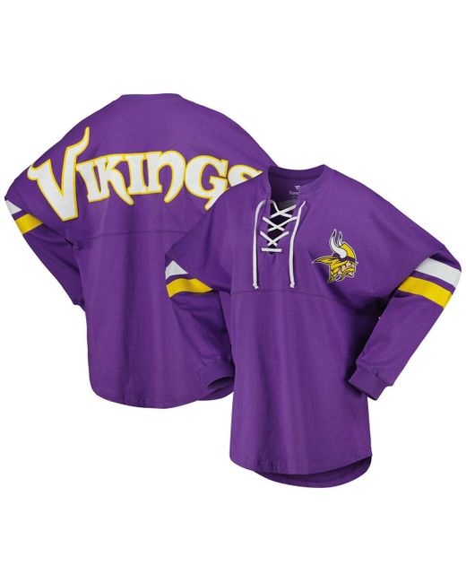 Fanatics Minnesota Vikings Spirit Jersey Lace-Up V-Neck Long Sleeve T-shirt