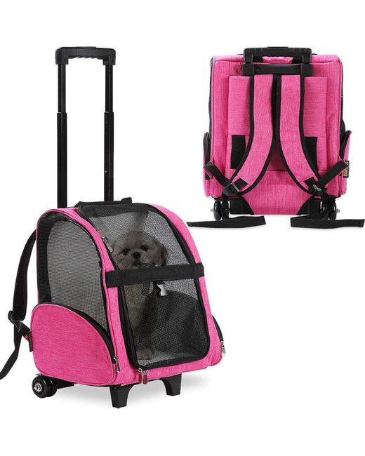 Kopeks Backpack Pet Travel Carrier with Double Wheels