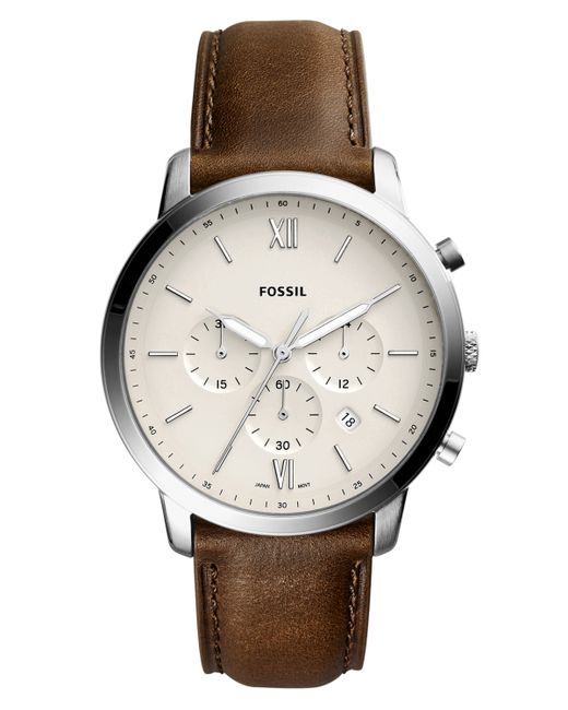 Fossil Neutra Chronograph Brown Leather Strap Watch 44mm