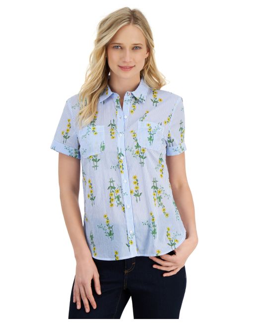 Nautica Jeans Floral-Print Button-Down Camp Shirt