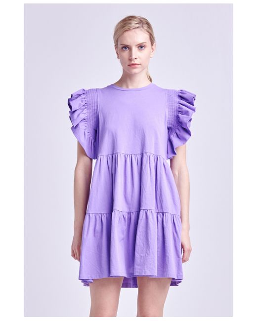 English Factory Knit Ruffled Mini Dress