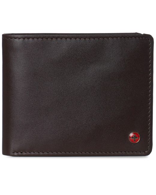 Alpine Swiss Rfid Protected Leather Wallet Center Flip Commuter Bifold 2 Id