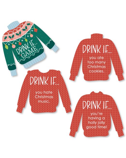 Big Dot Of Happiness Drink If Game Colorful Christmas Sweaters Holiday Party 24 Ct