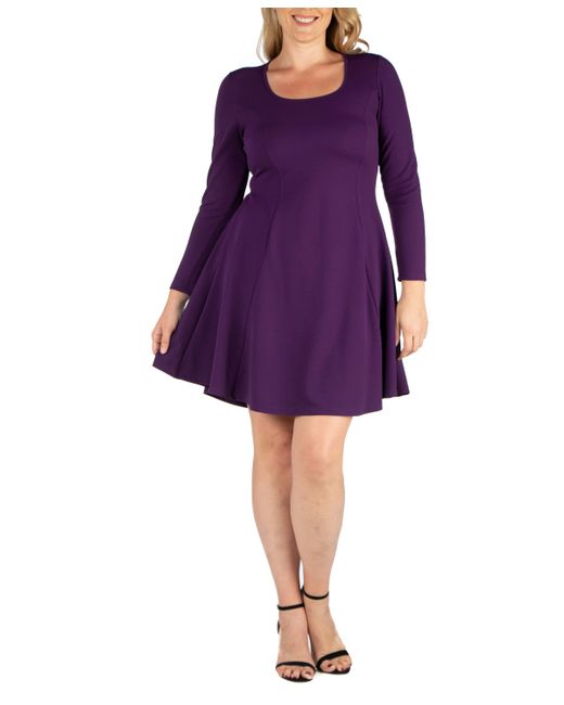 24seven Comfort Apparel Plus Fit and Flare Skater Dress