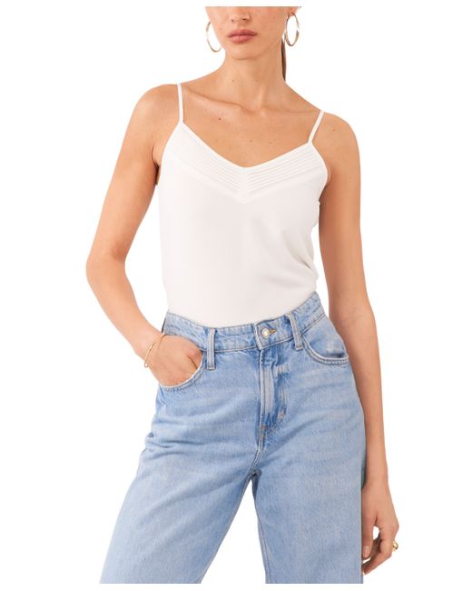 1.State Sleeveless Pin Tucked V-neck Camisole Top