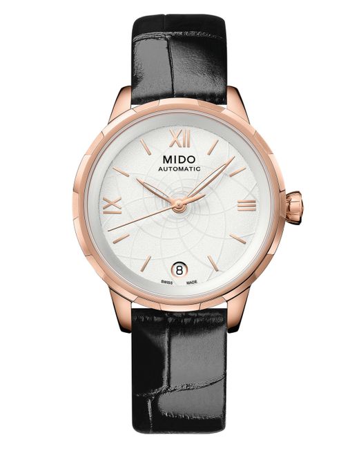 Mido Swiss Automatic Rainflower Leather Strap Watch 34mm