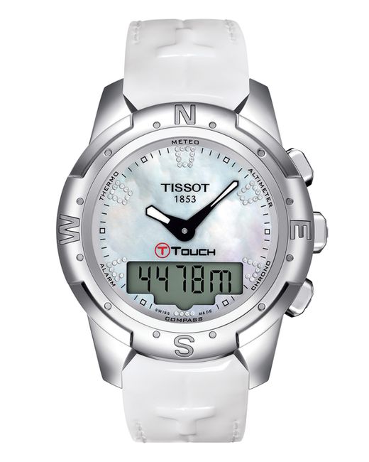 Tissot Digital T-Touch Ii Titanium Lady Diamond 1/2 ct. t.w. Leather Strap Watch 43mm