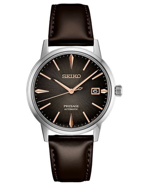 Seiko Automatic Presage Brown Leather Strap Watch 40mm