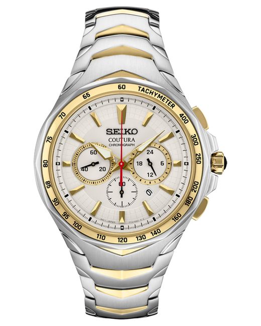 Seiko Chronograph Coutura Two Tone Stainless Steel Bracelet Watch 46mm