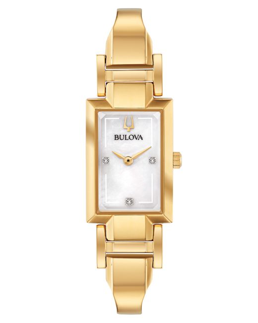 Bulova Diamond-Accent Tone Stainless Steel Bangle Bracelet Watch 18x33mm