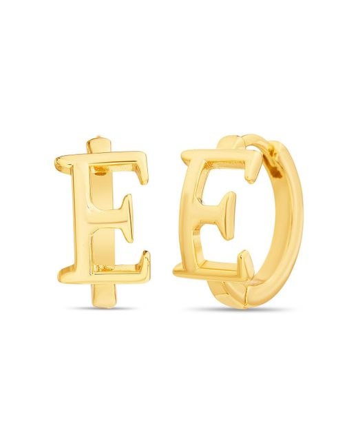 Kensie Gold-Tone Letter A Initial Huggie Hoop Earring E