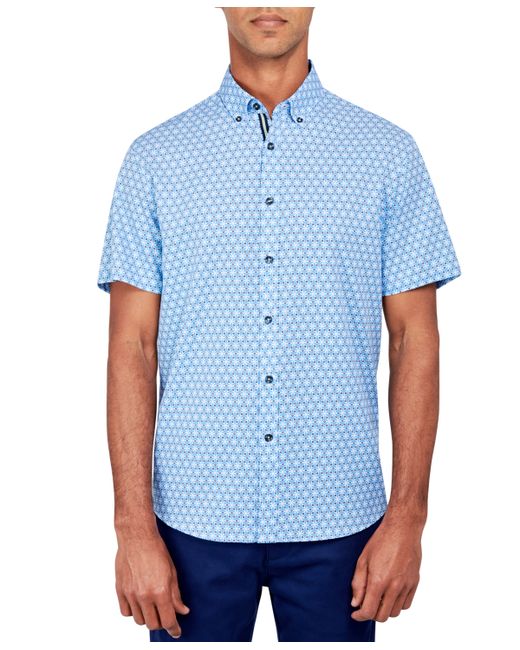 Society Of Threads Regular-Fit Non-Iron Performance Stretch Micro Geo-Print Button-Down Shirt