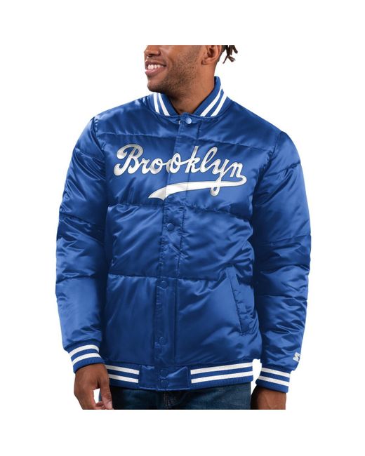 Starter Brooklyn Dodgers Cooperstown Collection Bronx Satin Full-Snap Varsity Bomber Jacket
