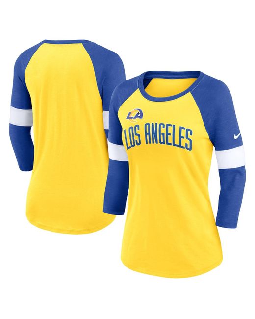 Nike Los Angeles Rams Heather Royal Football Pride Raglan 3/4-Sleeve T-shirt