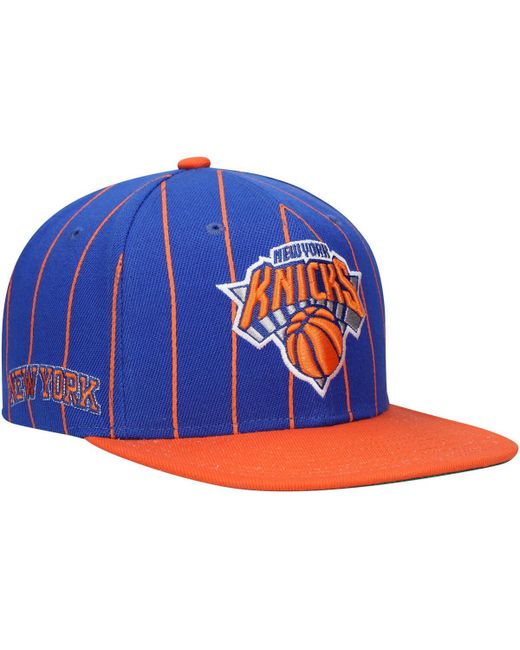 Mitchell & Ness Orange New York Knicks Hardwood Classics Pinstripe Snapback Hat