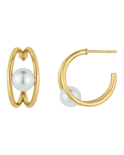 And Now This Imitation Pearl 18K Plated C Hoop Earring