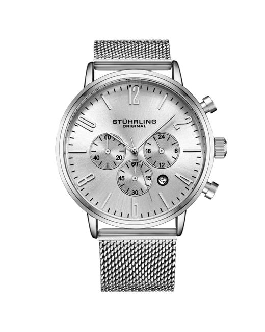 Stuhrling Tone Mesh Stainless Steel Bracelet Watch 48mm