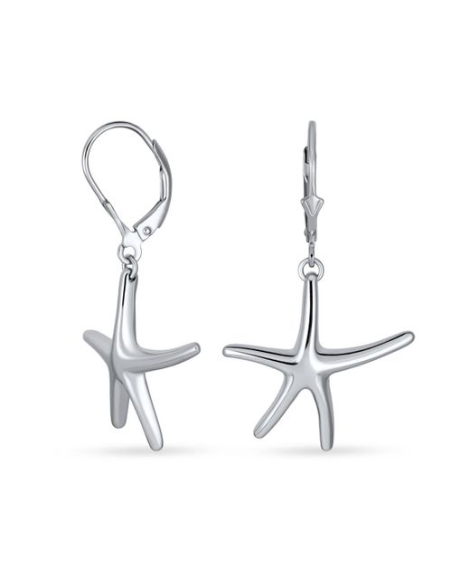 Bling Jewelry Hawaiian Seaside Escape Tropical Vacation Nautical Dangle Starfish Earrings Simple Large Lever Back.925 Sterling Jewelry for and Teens