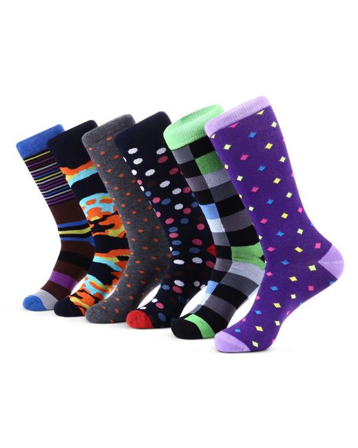Mio Marino Bold Designer Dress Socks 6 Pack