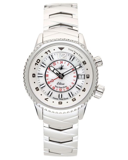 Abingdon Co. Abingdon Co. Elise Swiss Tri-Time Stainless Steel Bracelet Watch 33mm